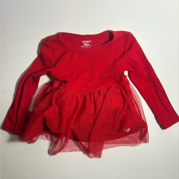 Carter's Other - Carter's Red Long Sleeve Tulle Peplum Top